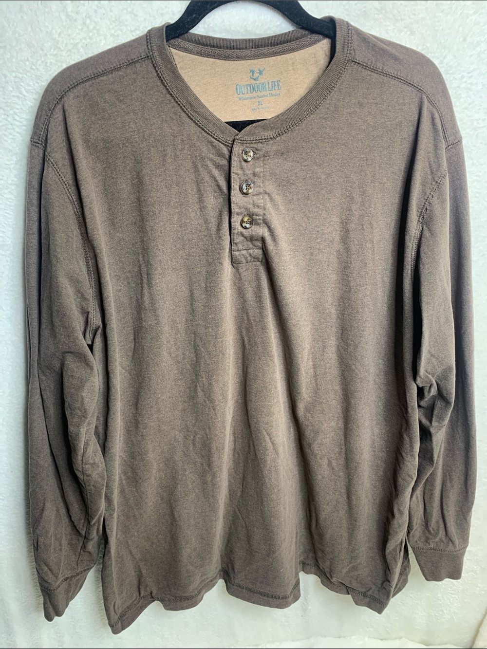 Outdoor Life Men's Long-Sleeve Henley Shirt - Brown